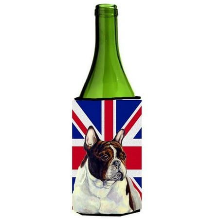 

French Bulldog With English Union Jack British Flag Wine bottle sleeve Hugger - 24 Oz.