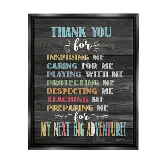 Stupell Next Big Adventure Teacher Appreciation Inspirational Painting Black Floater Framed Art Print Wall Art
