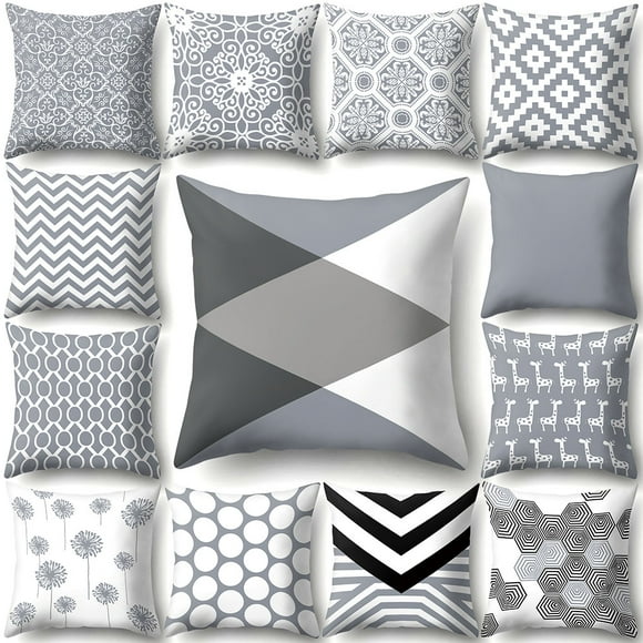 Koszal Housse de Coussin Carrée Géométrique Fond Gris