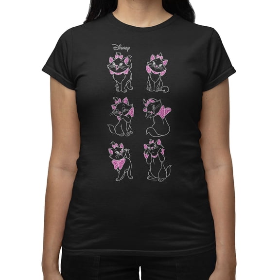 Disney Aristocats Women's Marie Pink Leopard Color Pop T-Shirt (Black, S-XXL)