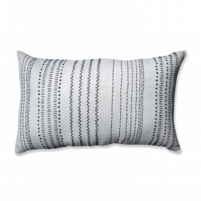 Pillow Perfect 598734 Tribal Stitches Cream & Gray Rectangular Throw Pillow