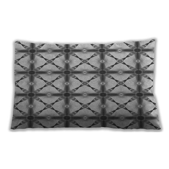 Ahgly Company Patterned Outdoor Rectangular Platinum Silver Gray Lumbar Throw Pillow, 13 inch by 19 inch