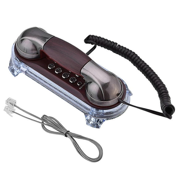 antique wall mounted telephone with blue backlight