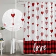 thumbnail image 5 of Valentine's Day Shower Curtain, Waterproof Shower Curtains for Bathroom, Red Love Hearts Plaid Watercolor Washable Fabric Bathtub Curtain Set Bath Decor with 12 Hooks Standard 72"x72", 5 of 8