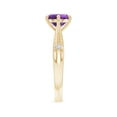 thumbnail image 3 of ANGARA Natural Tapered Shank 1.15 ct Amethyst Solitaire Ring with Diamonds in 14K Yellow Gold for Women (Size-7mm) | February Birthstone, Anniversary, Jewelry Gift for Women | Natural Amethyst Ring, 3 of 8