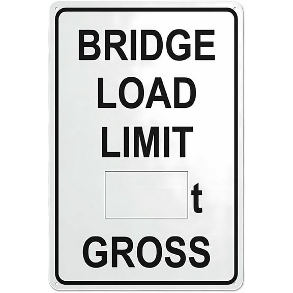 Bridge Load Limit Reflective Aluminum Sign 12 x 8 Inches - UV Protected, Waterproof, Weatherproof, Fade Resistant, 4 Pre-Drilled Holes, Bridge, Weight Restriction