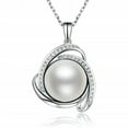 thumbnail image 4 of Elegant White Pearl Jewelry Anniversary 925 Silver Necklace Pendant Women, 4 of 6