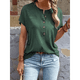 thumbnail image 3 of Tops Henley de Corta para Mujer, Cuello en V, Elegantes, Informales, de Corte Holgado, Verde M, 3 of 6