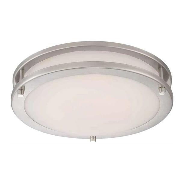 Hampton Bay Flaxmere 11 8 Inches Brushed Nickel Finish Led Flush Mount Ceiling Light New Open Box Com - Low Profile Ceiling Mount Light Fixture