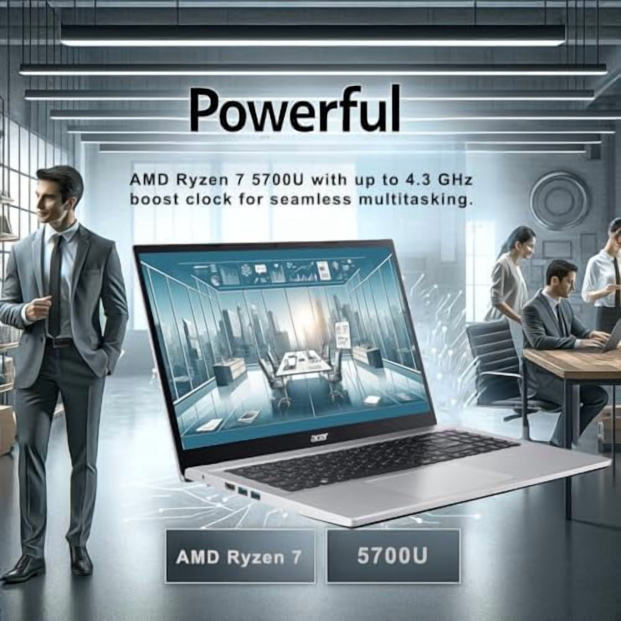 acer Aspire Premium Laptop | 32GB RAM | 1TB SSD |15.6"" FHD Display | AMD Ryzen 7 5700U (Beats i7-1365U) | Long Battery Life | Sleek Design | Ethernet Port | Windows 11 Home | w/WOWPC Bundle, Silver