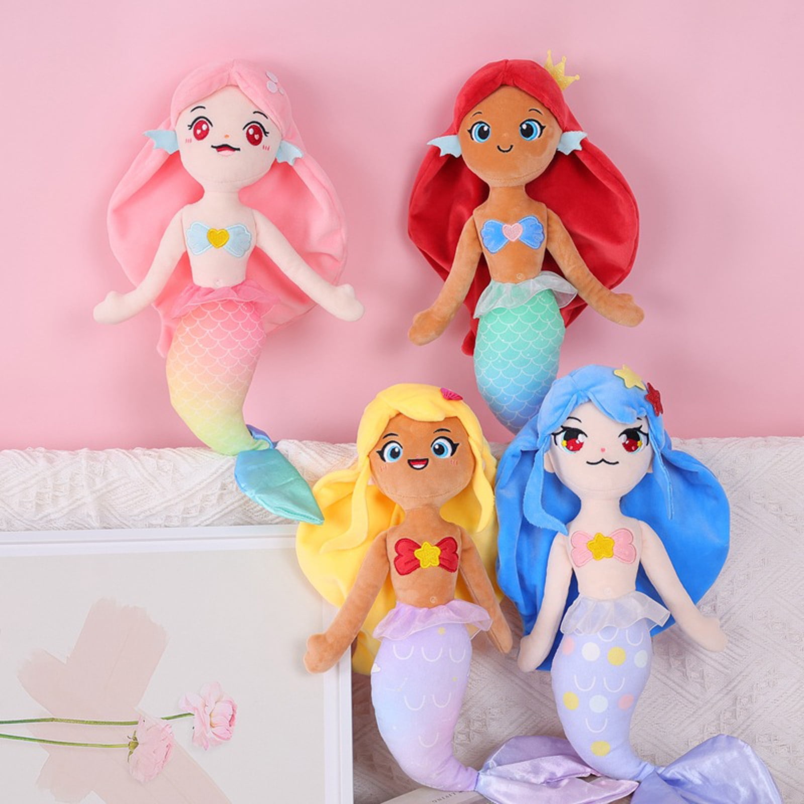 Mermaid Stuffed Animal Soft Cute Mermaid Princess Plush Doll Toy Birthday Valentine
