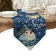 thumbnail image 4 of Table Runner Dresser Scarves Christmas Snowman with Scarf Cotton Linen Burlap Table Cover Snowflake Quote on Blue Table Runners for Family Kitchen Dining Holiday Party Banquet Decor, 4 of 5