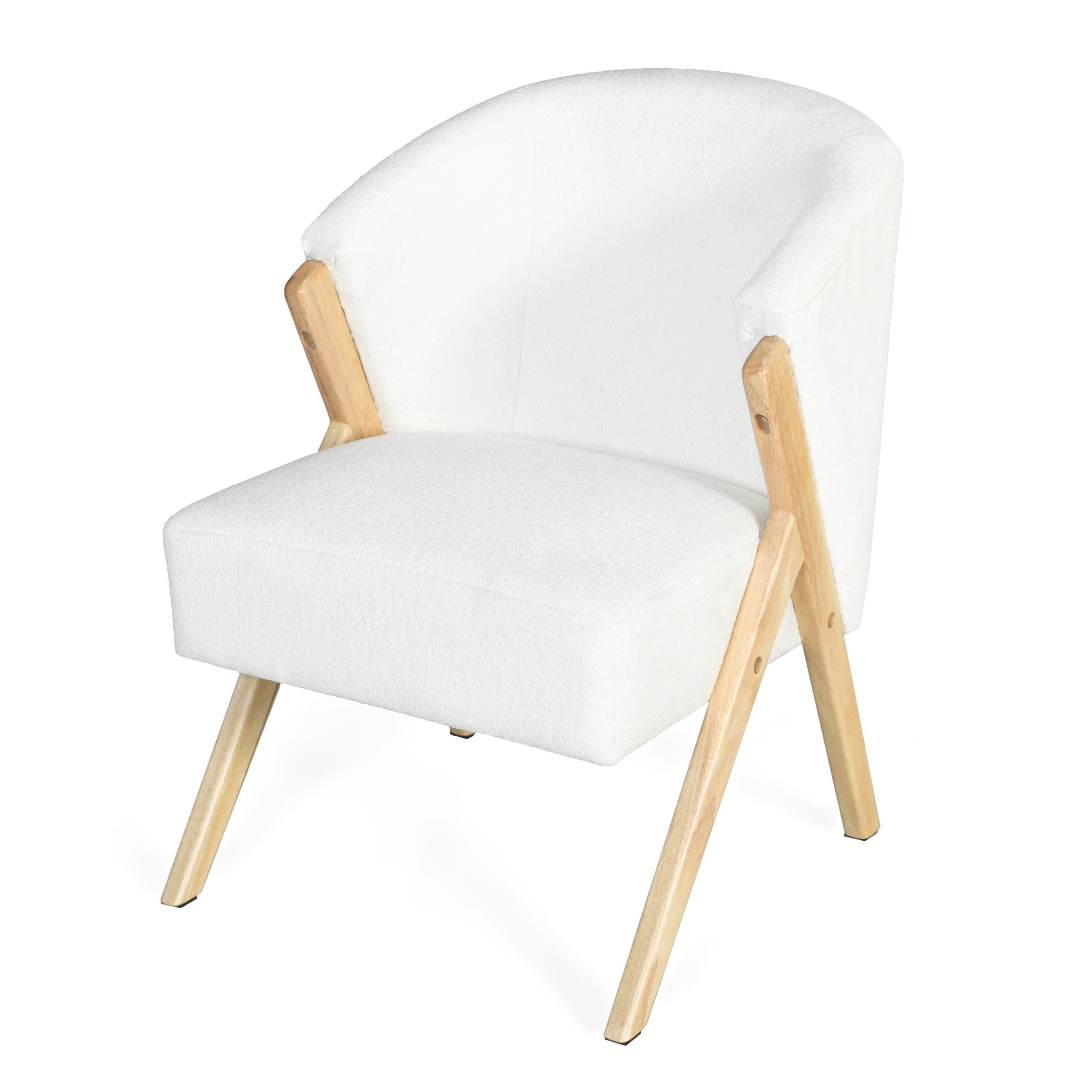 MAYEERTY Modern Accent Chair with White Upholstery and Solid Wood Frame – Minimalist Lounge Chair for Living Room, Bedroom & Office