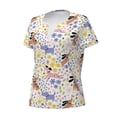thumbnail image 2 of Naloa Floral Puppy Print T-Shirts Short Sleeve V Neck Tees for Women Fashion Tops Trendy Lightweight Soft Casual Summer Outfits Clothes, 2 of 5