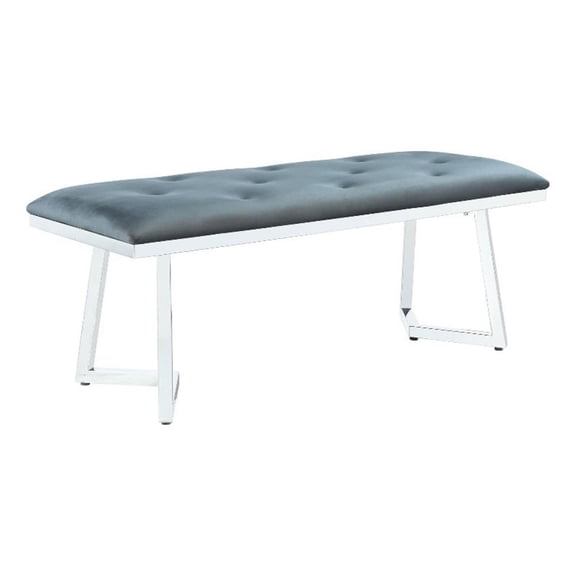 Pemberly Row Modern Velvet Upholstered Tufted Bench Dark Gray