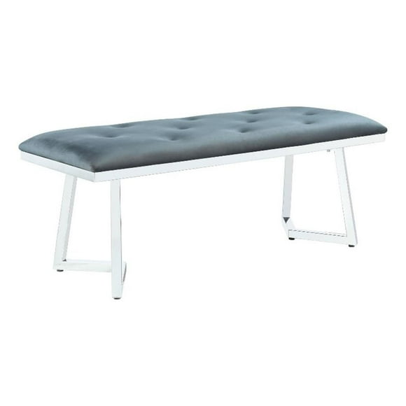Coaster Beaufort Velvet Upholstered Dining Bench in Steel Gray