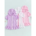 thumbnail image 3 of BemeyourBBs Kids Toddler Terry Cloth Swim Cover Up Dress Baby Boy Girl Swimsuit Wraps Short Sleeve Zipper Hooded Coverup Dress Towel Beach Bathing Suit Swimwear, 3 of 9
