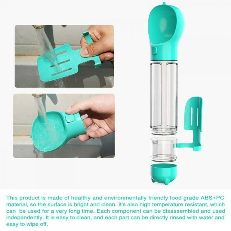 Pet Dispensor with Food Storage Drinking Bowl Poop Bagand Shovel - Blue - 500ml