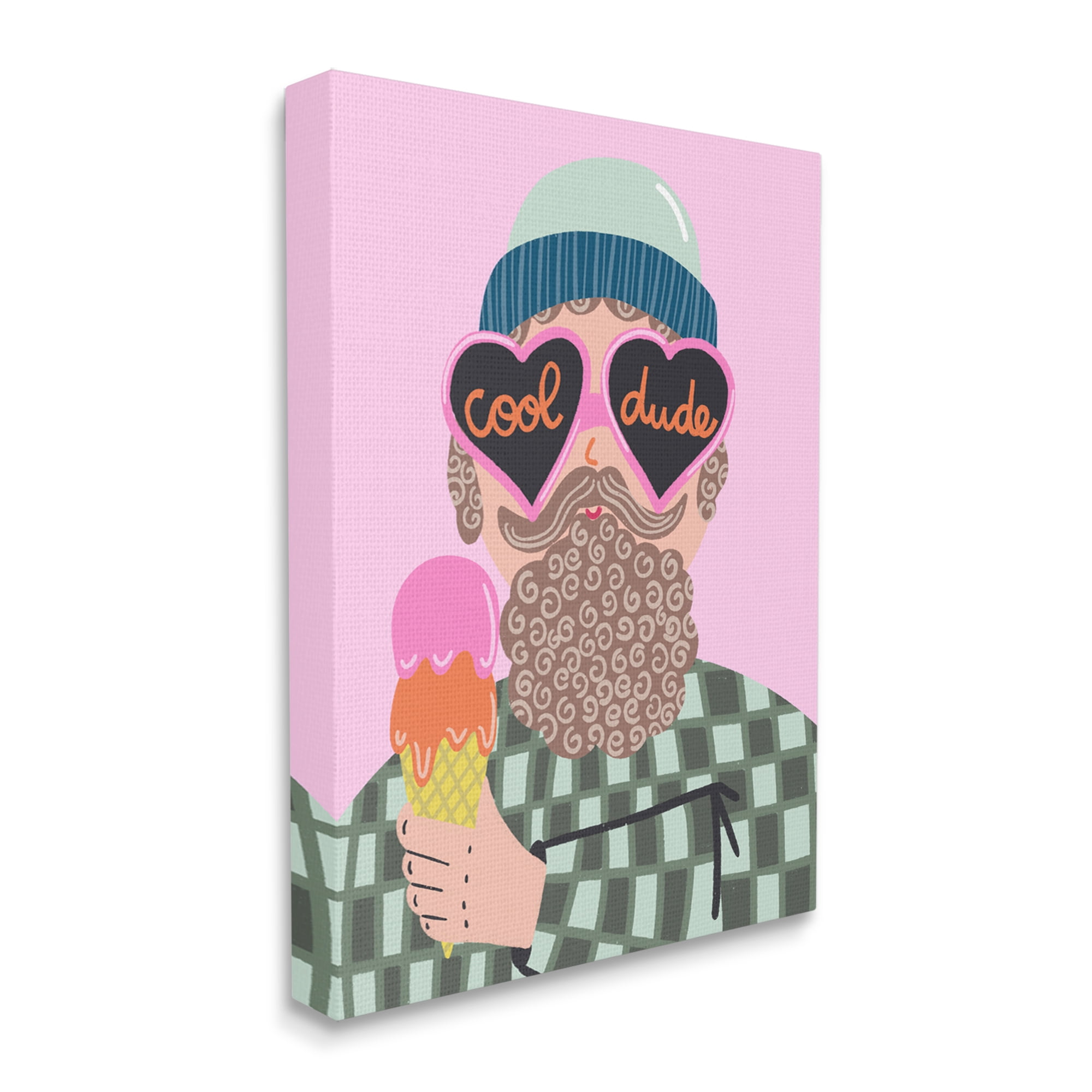 Stupell Industries Cool Dude Whimsical Man Checkered Pattern Ice Cream Graphic Art Gallery Wrapped Canvas Print Wall Art, Design by Dominika Godette