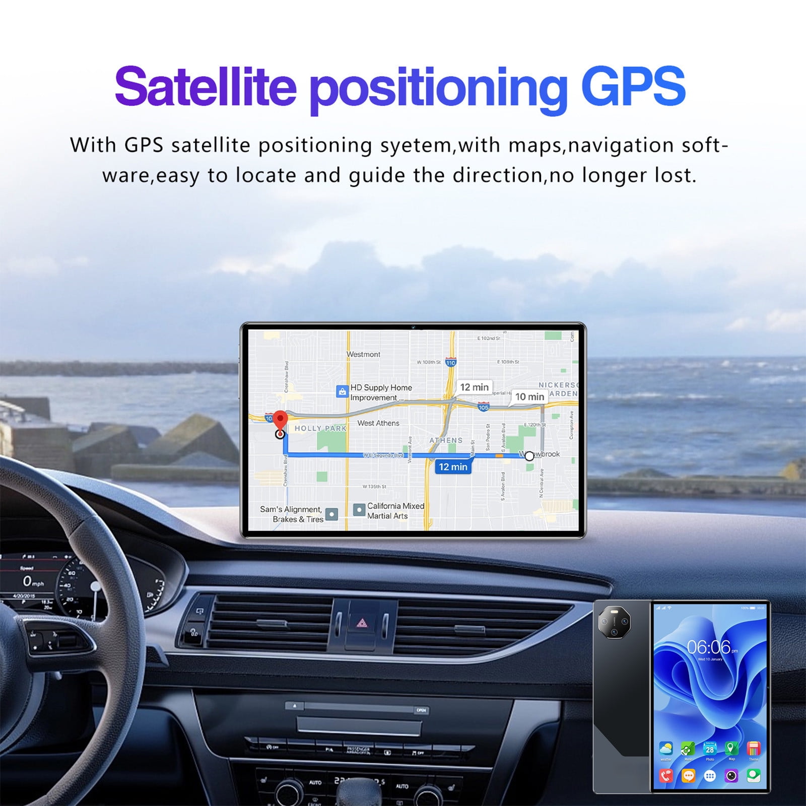 10.1-Inch Android 13 Tablet PC with 2K Display, 2.4G/5G WiFi, Bluetooth, Dual SIM, 16MP+32MP Camera, 2GB+16GB, 256GB Expandable, 12000mAh Battery
