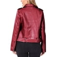 thumbnail image 4 of KOGMO Women's Snake Embossed Vegan Leather Moto Jacket with Belt, 4 of 5