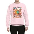 thumbnail image 2 of Wild Bobby Sun and Moon Groovy Vintage Daisy Flowers Stars Vintage Unisex Crewneck Sweatshirt, Light Pink, Large, 2 of 6