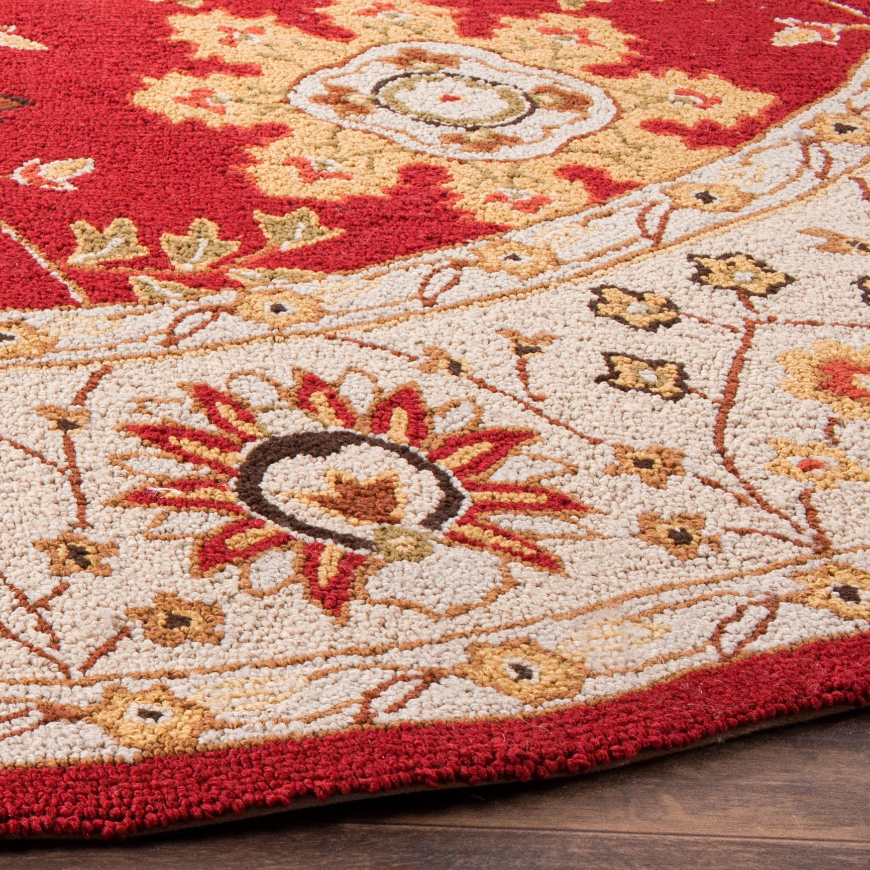 Safavieh Easy Care Alban Oriental Area Rug, Red/Ivory, 8' x 8' Round