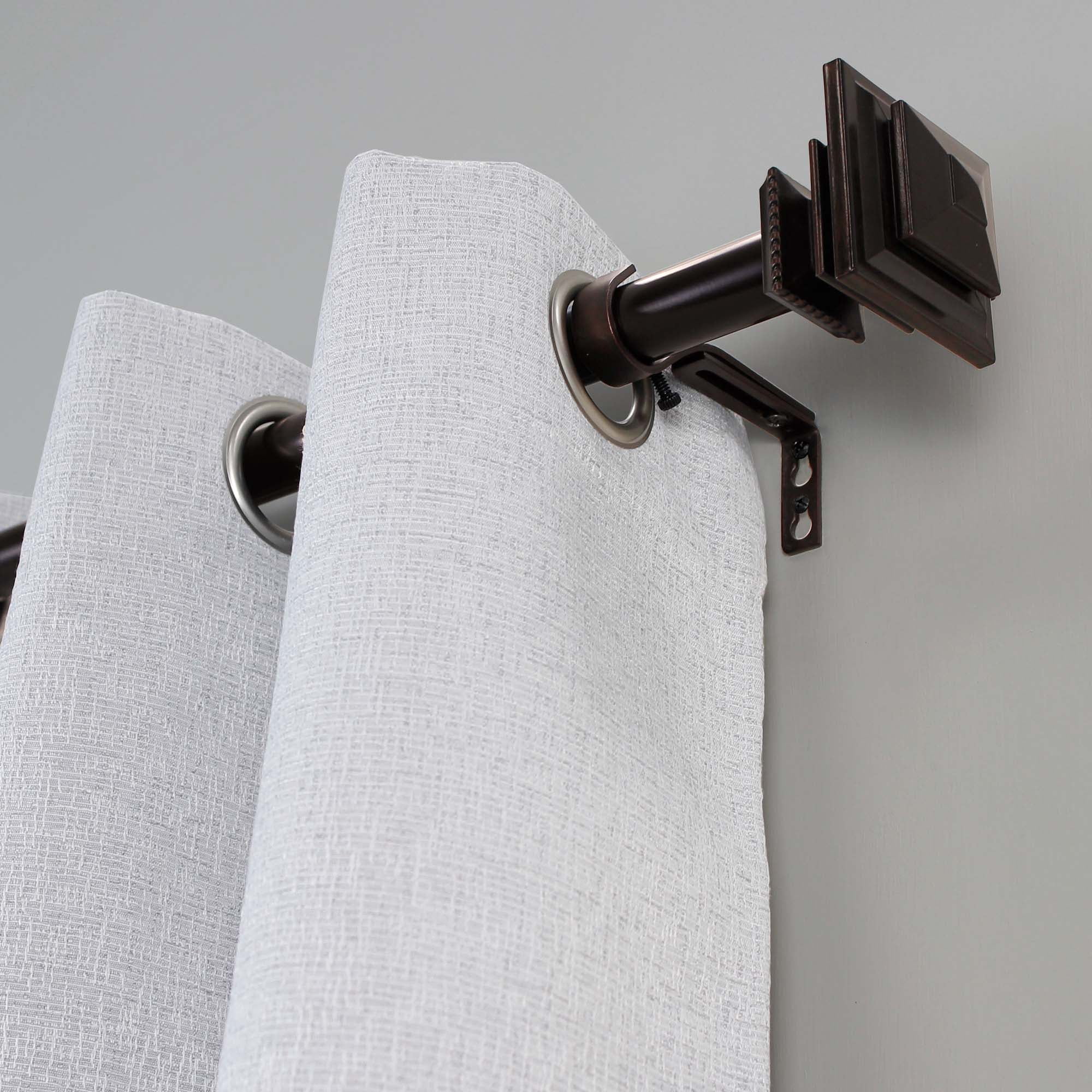 1" Single Curtain Rod Set with Square finials