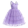 thumbnail image 2 of IBTOM CASTLE Kids Toddler Girls Floral Lace Tulle Backless Butterfly Dress Princess Birthday Wedding Bridesmaid Pageant Formal Party Dresses 5-6 Years Purple, 2 of 8