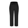 thumbnail image 3 of Olyvenn Stylish Women Pleated Wide Leg Palazzo Pants Drawstring Lounge Loungewear Bottoms Culottes Work Business Casual Clothes Black XXL, 3 of 7