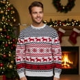 thumbnail image 5 of Tumao Christmas Sweaters for Men Family Couples Reindeer Snowflake Print Sweater Round Neck Long Sleeve Pullover Sweater Tops for Christmas, parties, 5 of 6