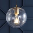 thumbnail image 5 of JONATHAN Y Bleecker 7.75" Metal/Glass Globe LED Pendant, Clear/Brass, 5 of 8