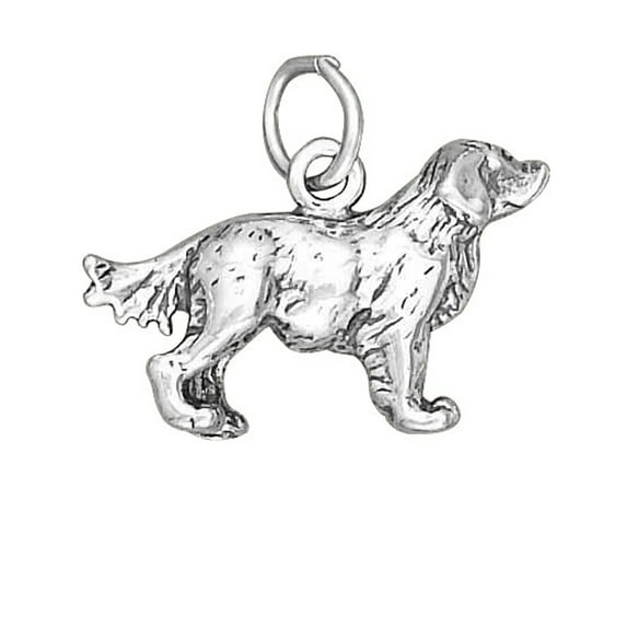 Sterling Silver 18" 1mm Box Chain 3D Golden Retriever Dog Breed Pendant Necklace