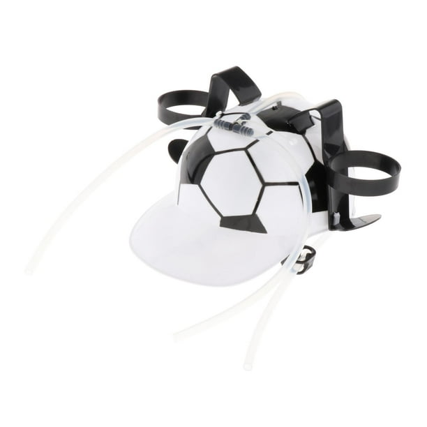 Casco para beber novedoso, accesorios para bebidas, sombrero de cerveza, artículos para fiestas de disfraces para mujeres Fútbol blanco negro