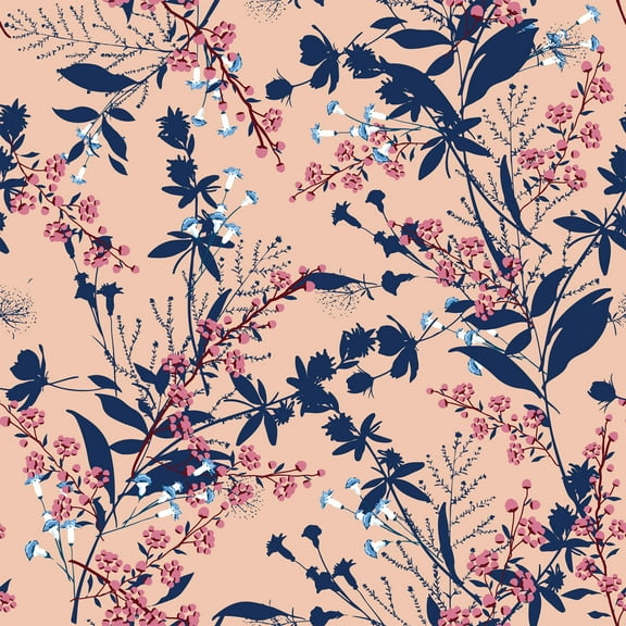 MuralsPrint Tropical Botanical Motifs Removable Wallpaper - 24'' inch x 10'ft