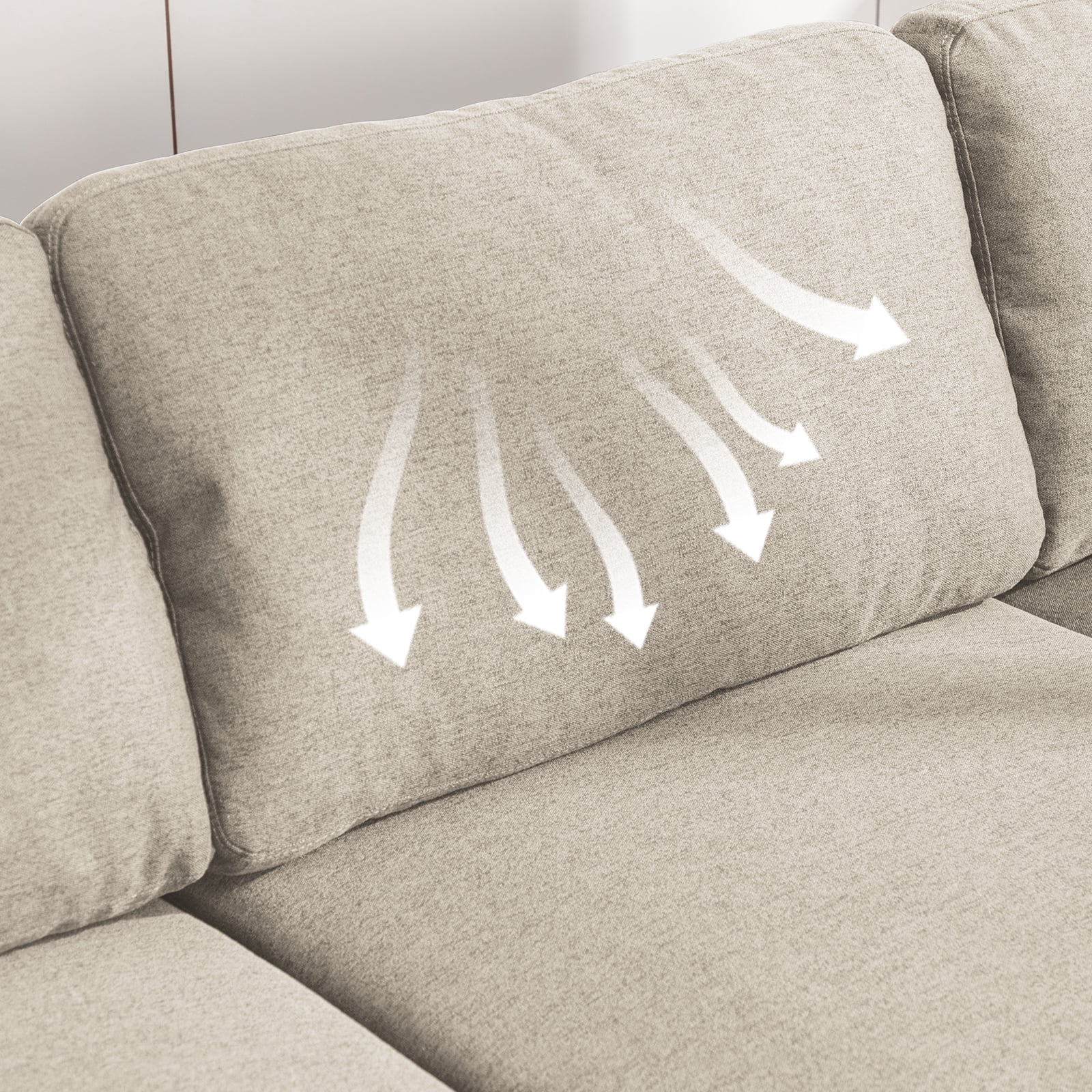 ijuicy L Shaped Sectional Sofa, 6 Seater Corner Modular Sofa, Living Room Furniture Sets - Beige