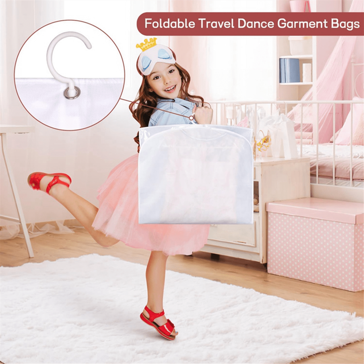 Dance Costume Garment Bag,50 Inch Garment Bag for Dance Competitions, Kids Hanging Clothes Cover for Girls Closet