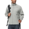 thumbnail image 6 of Muvtei Men's Softshell Jacket Fleece Lined Waterproof Stand Collar Soft Lightweight Shell Rain Jacket Windbreaker Outdoor Hiking LightGrey-S, 6 of 8