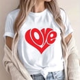 thumbnail image 2 of WREESH Women's Graphic Tee Shirts Valentine's Day Love Heart Printed T-Shirts for 2025 Spring Summer Tops Valentin Gifts White, 2 of 5
