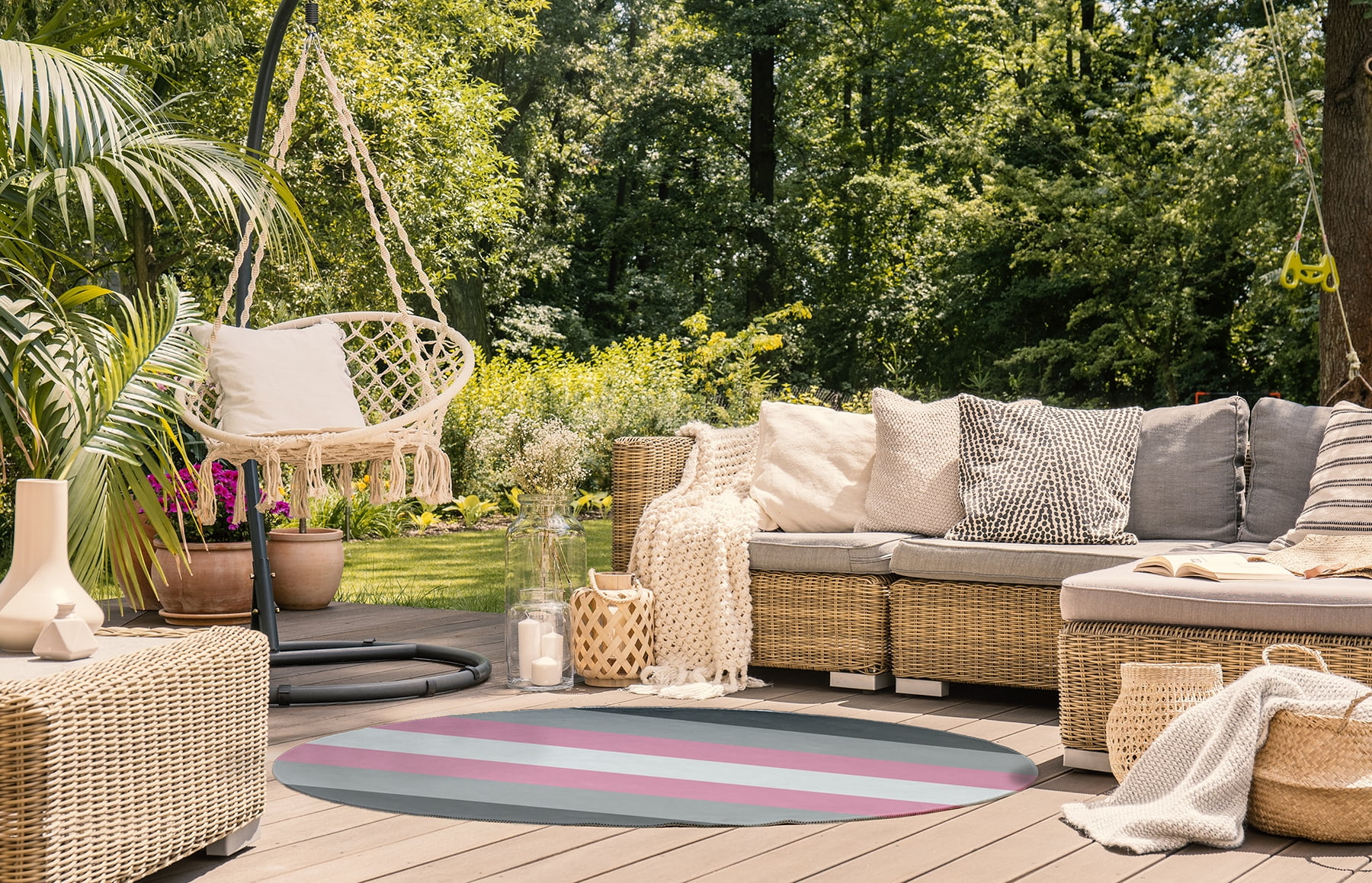 Simply Daisy 5' Round Demi Girl Demi Girl Chenille Indoor/Outdoor Rug