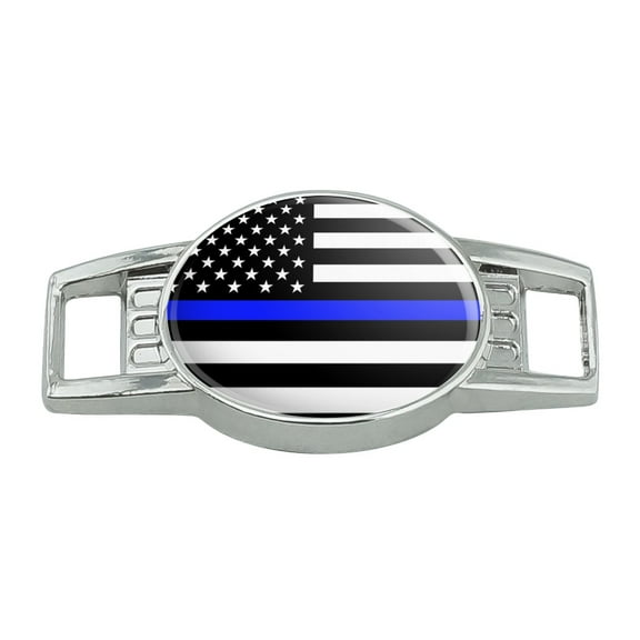 Thin Blue Line American Flag Shoe Shoelace Shoe Lace Tag Runner Gym Charm Decoration