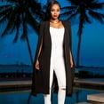thumbnail image 3 of Chaqueta de traje de mujer de talla grande de Europa y América con capa larga y grande de color sólido personalizada de otoño, 3 of 6