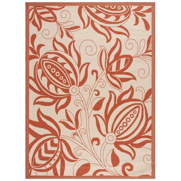 Safavieh Courtyard Crystal Floral Indoor/Outdoor Area Rug, Natural/Terracotta, 9' x 12'