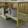 thumbnail image 2 of Aboxoo Modern 2-Tier Rectangular Wood Coffee Table with Metal Frame, White Marble, 2 of 9