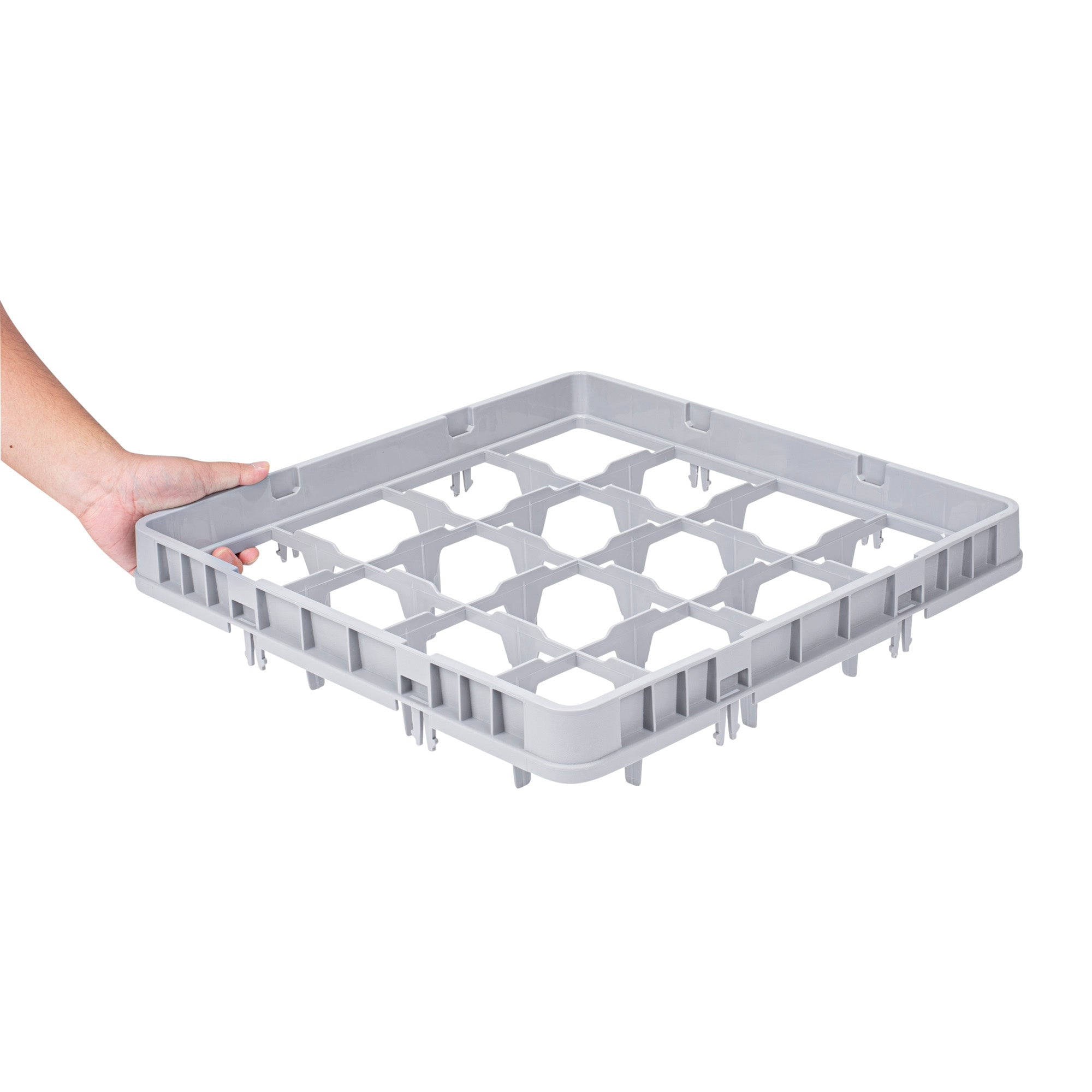 Restaurantware Clean Tek Professional Full Drop Glass Rack Extender, 1 Count 16 Compartments Heavy Duty Polypropylene Rack Dishwasher Extender Gray For Restaurants, Cafeterias & Industrial kitchens
