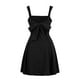 thumbnail image 5 of Vestido elegante de color liso para mujer: escote en V profundo, mangas con volantes, lazo en la espalda, vestido informal de fiesta para ocasiones veraniegas., 5 of 8
