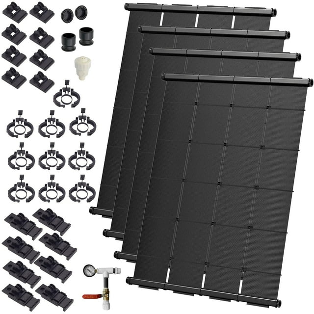 Industrial Grade Solar Pool Heater DIY Kit - Superior High-Wind Strapless Mounting System & Maximum Freeze Resistance (4-4'x9.5' / 152 Square Feet)