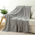 thumbnail image 5 of Grey Chenille Knit Throws,Soft Decorative Farmhouse Sofa Blanket,Neutral Home Decor,51"x 67", 5 of 9