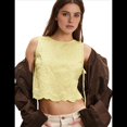 thumbnail image 1 of Camisetas Sin Mangas para Mujer Y2K, Cuello Cuadrado, Sin Mangas, con Lazo, Blusa Corta de Verano Elegante para Salir. Amarillo M, 1 of 7