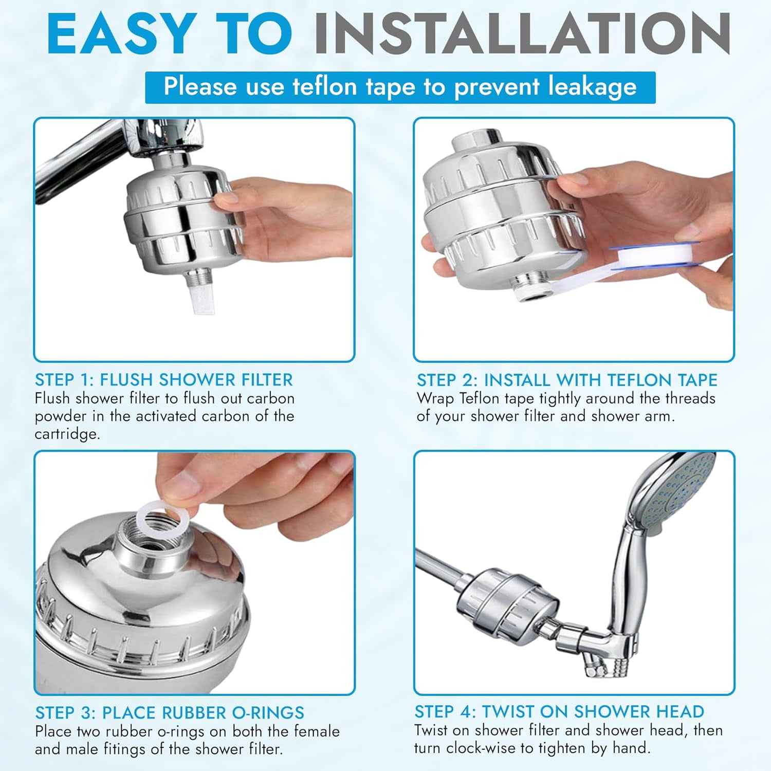 Everglow Shower Head Filter Hard Water High Output Replaceable Multistage Remove Chlorine, Metal